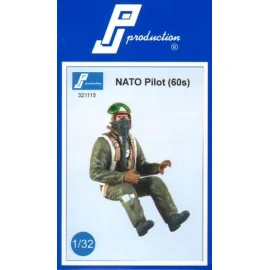 NATO pilot of the 60s . Multipose figure of pilot in fight wearing the helmet typical of the 60s with the outer shield .