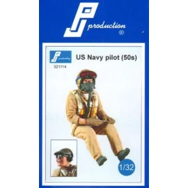 U.S. Navy pilot of the 50s . Multipose figure of a pilot in flight . A second head with cap and headset is Provided .