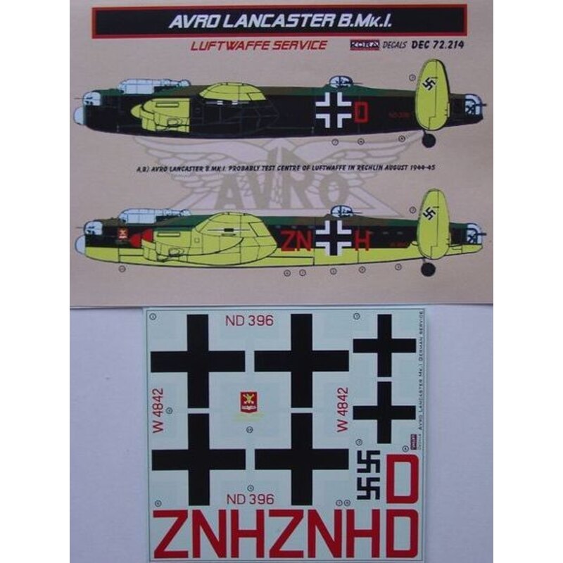 Décal Avro Lancaster BMkI Luftwaffedesigned to be used with Airfix , Hasegawa and Revell kits