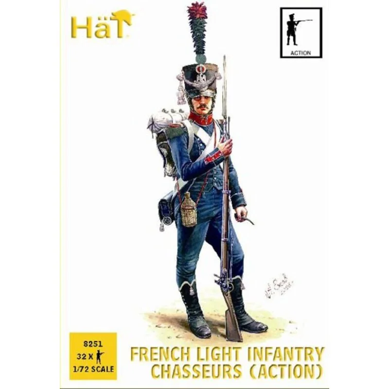 Chasseurs français en poses d'action. 32 figurines par boîte