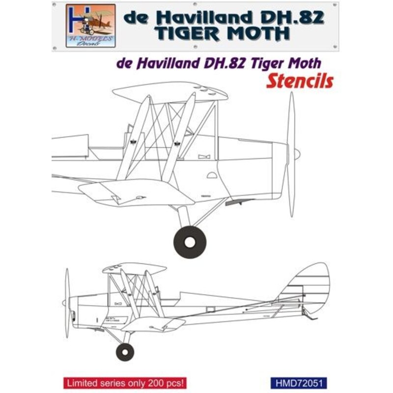 Décal de Havilland DH.82 Tiger Moth stencilssets for 4 a / c