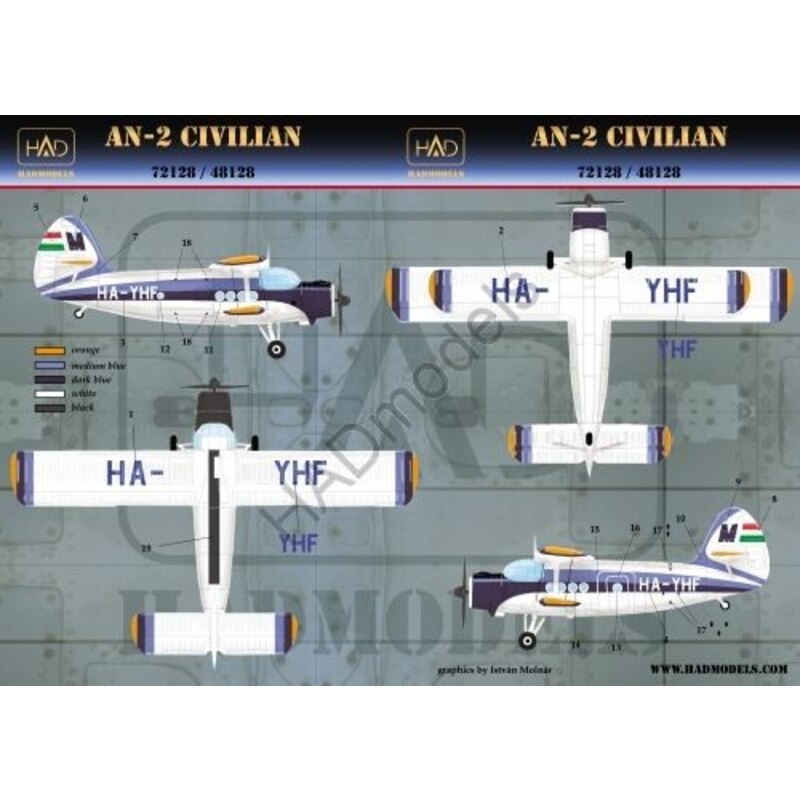 Décal Antonov An-2 MALEV old (HA- YHF )