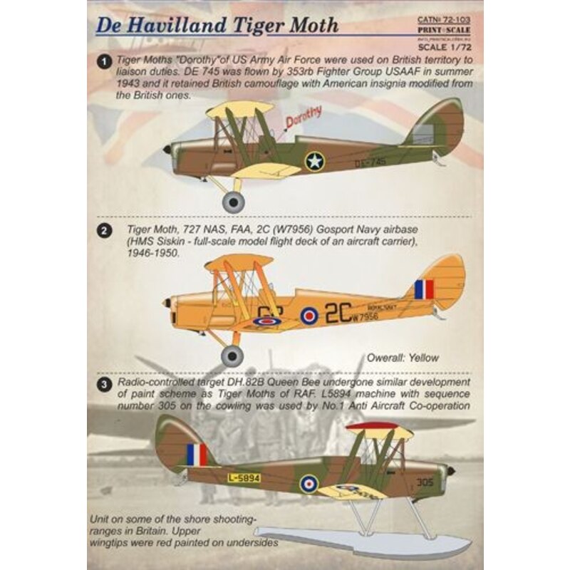 Décal de Havilland DH.82 Tiger Moth