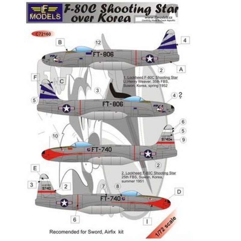 Décal Lockheed F -80C Shooting Star over Korea ( decal and mask included) (designed to be used with Airfix kits and Sword )