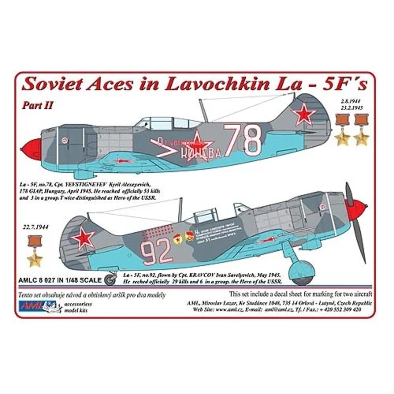 Décal Soviet Aces in Lavochkin La-5F&acute - s. Part II 2 decal versions