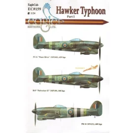 Décal Hawker Typhoon Mk.IB in 1/24th scale Peace River 5V-G 439 Sqn MN 345 Pilot F/O J.A Brown