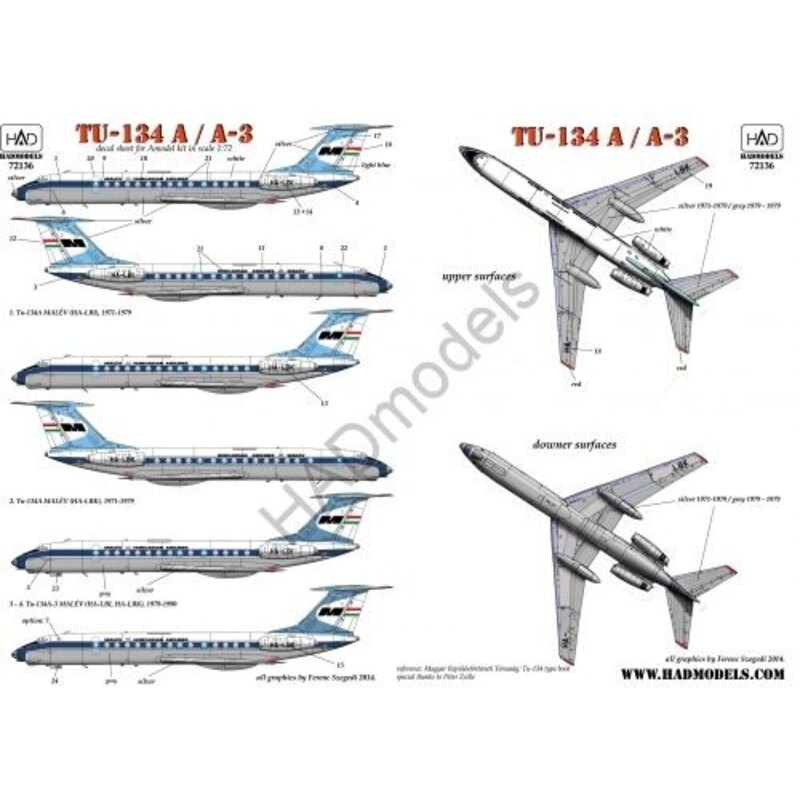 Décal Tupolev Tu-134A MALÉV