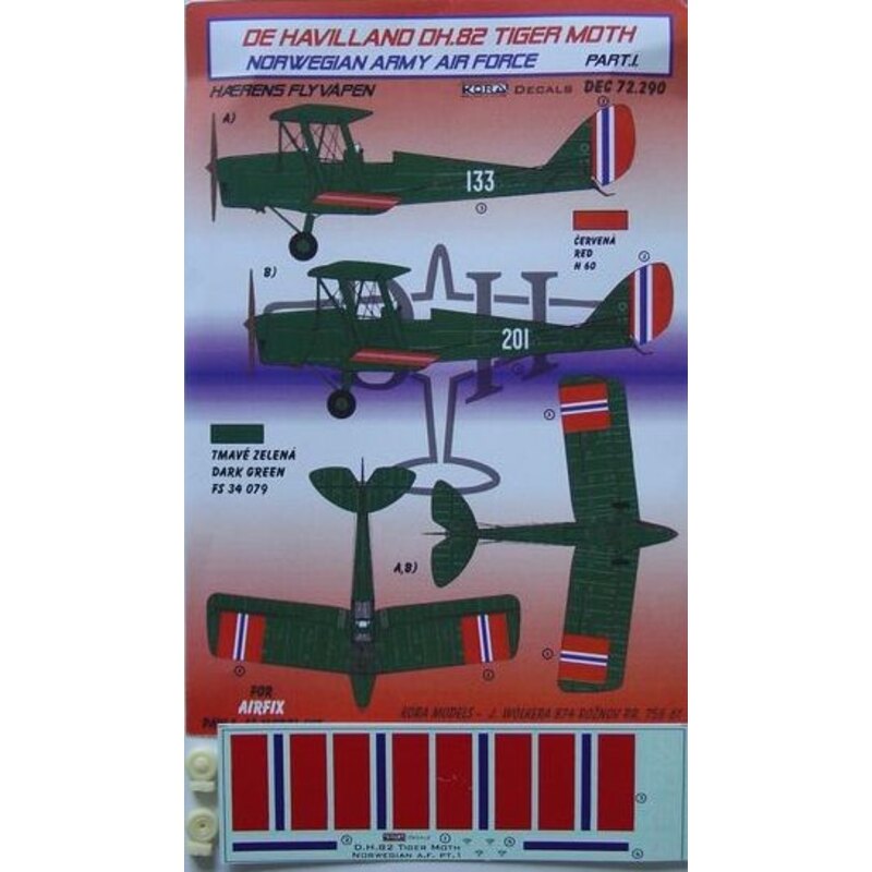 de Havilland DH.82 Tiger Moth Norwegian Army Air Force part 1 (designed to be used with Airfix, Pavla Models and AZ Model kits)