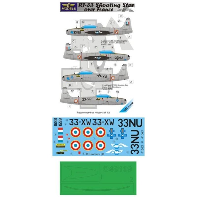 Décal RT-33 Shooting Star over France (designed to be used with Hobbycraft kits)