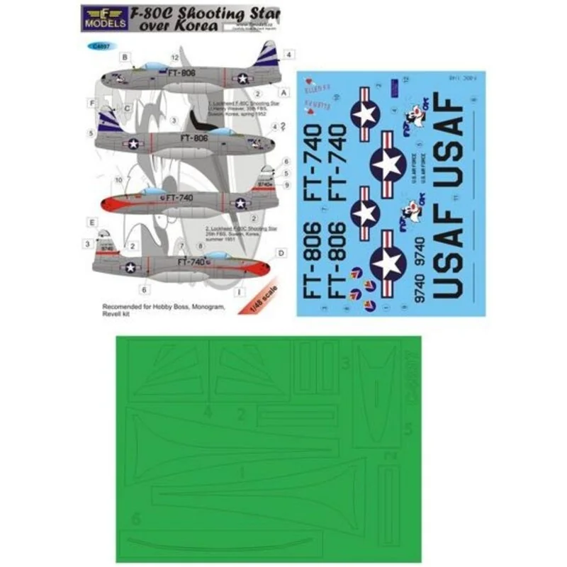 Décal Lockheed F-80C Shooting Star over Korea (designed to be used with Hobby Boss, Monogram and Revell kits)