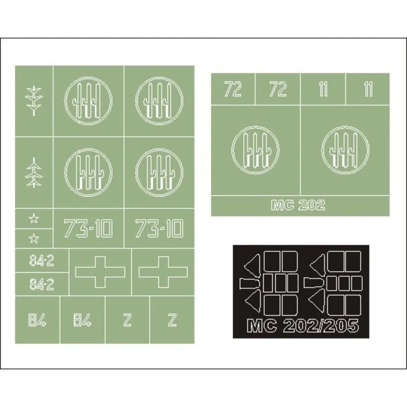 Macchi C.202 2 canopy masks(exterior and interior) + 2 insignia masks (designed to be used with Pacific Coast Models kits)