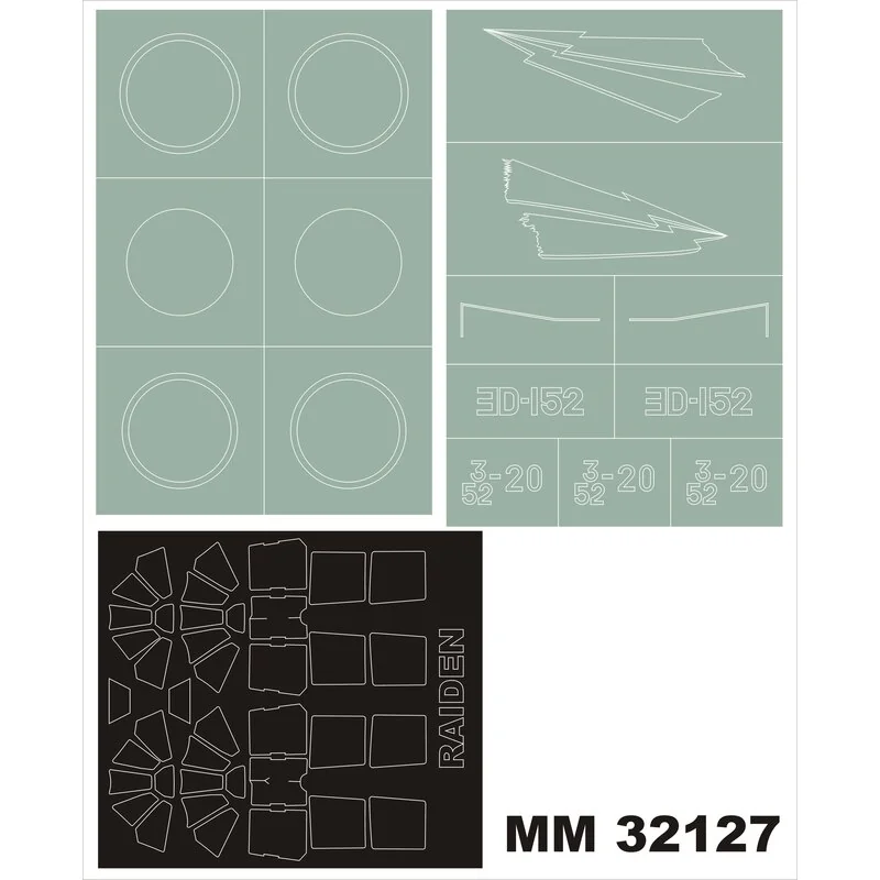 Mitsubishi J2M3 Raiden (JACK) 2 canopy masks(exterior and interior) + 2 insignia masks (designed to be used with HASEGAWA kits)