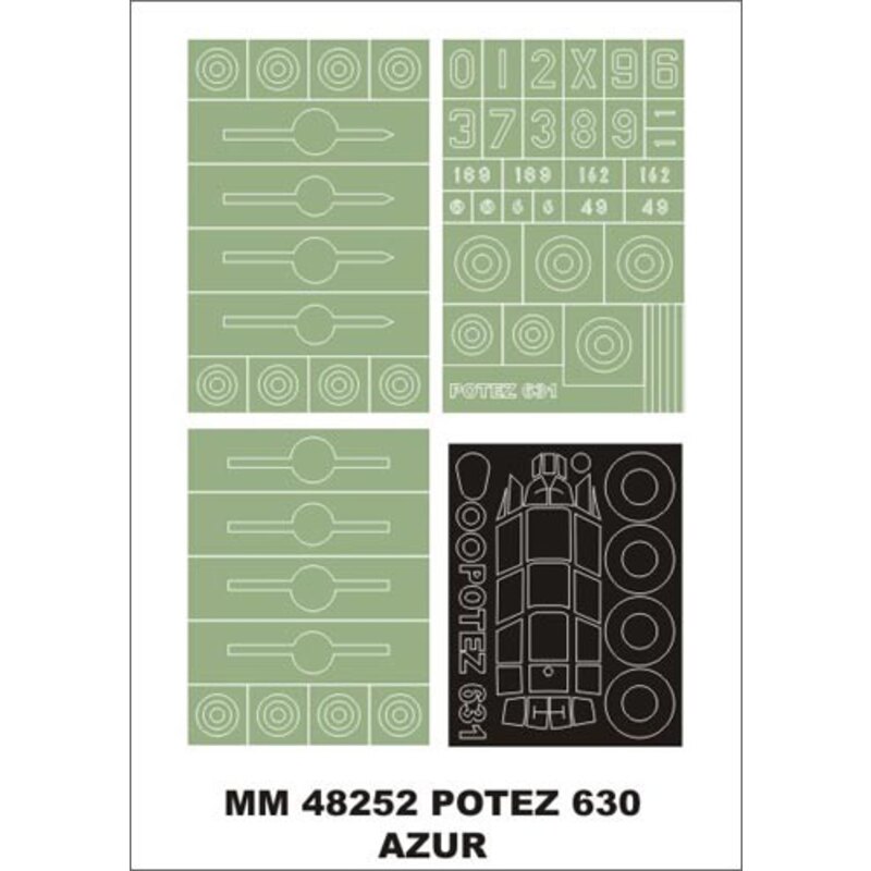 Potez 631 1canopy masks(exterior) + 3 insignia masks (designed to be used with Azur kits)