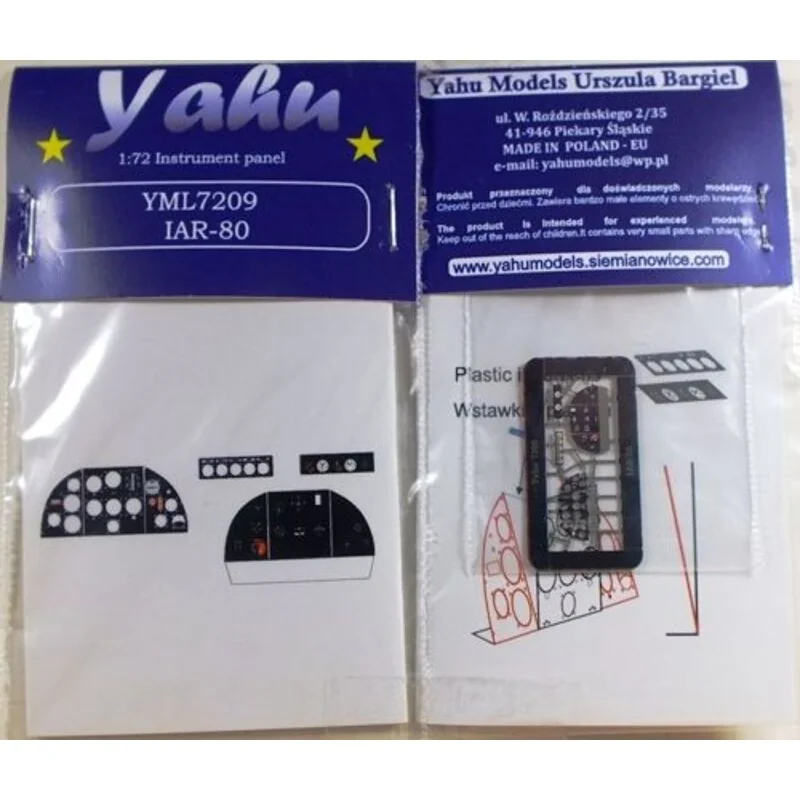 IAR-80 high quality, colour printed, etched cockpit instrument panel (designed to be used with A Model and Parc Model kits) pre-