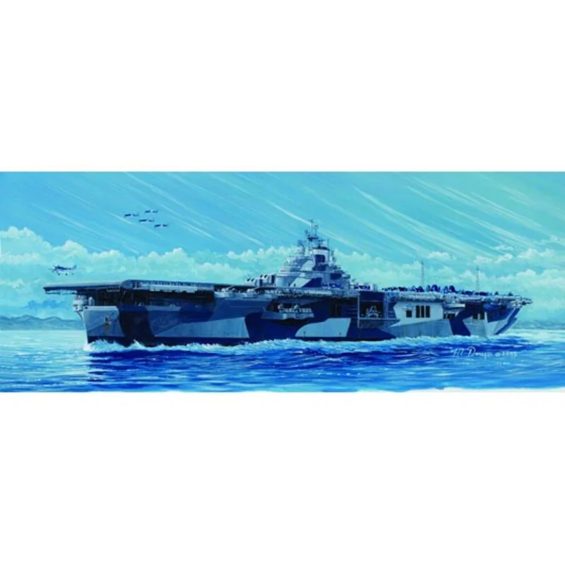 Porte-avions USS CV-13 Franklin avec base marine vacuformée bleue