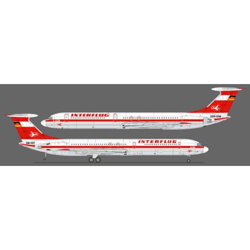 Décal Re-imprimée! LU / couleurs Interflug 'classiques' AGI IL-62 imprimés par Cartograf pour kit Zvezda