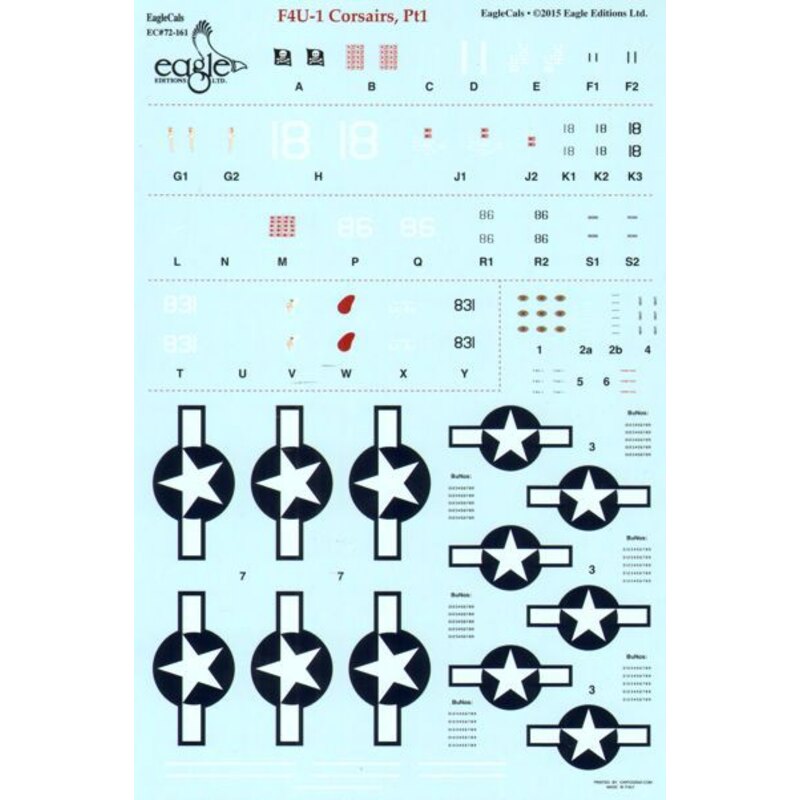 Décal Vought F4U-1 Corsaires Partie 1 Big Hog BuNo Inconnu VF-17 février / mars 1944Brat III BuNo Inconnu VMF-225 août 1944Lucyb