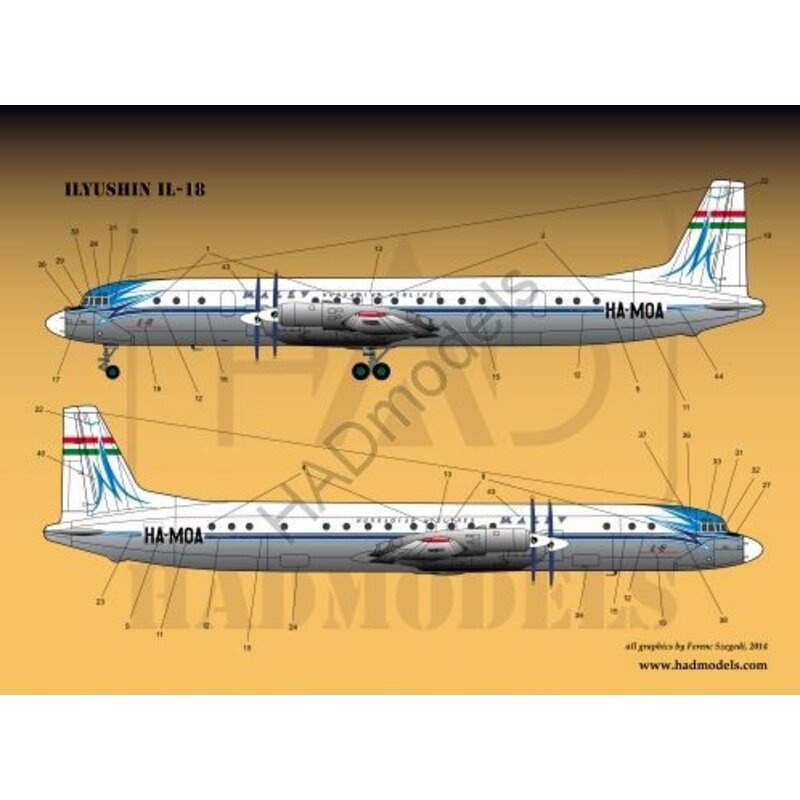 Décal Ilyushin Il-18 MALÉV Retro 60