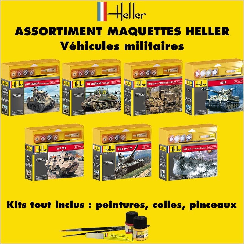 Assortiment HELLER 50 maquettes - Véhicules militaires