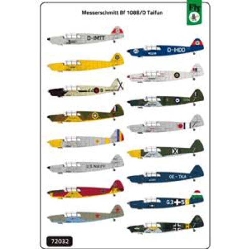 Messerschmitt Bf 108B / D Taifun kit double avec (16 régimes dont la RAF, Luftwaffe, Marine américaine, la Russie, la Hongrie, t