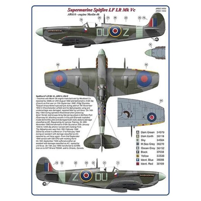 Décal 312 e Escadron de la RAF, la partie VI / 3 Version décalcomanie: Supermarine Spitfire LF LR Mk.Vc, AR614, DUoZ-2x + Spitfi