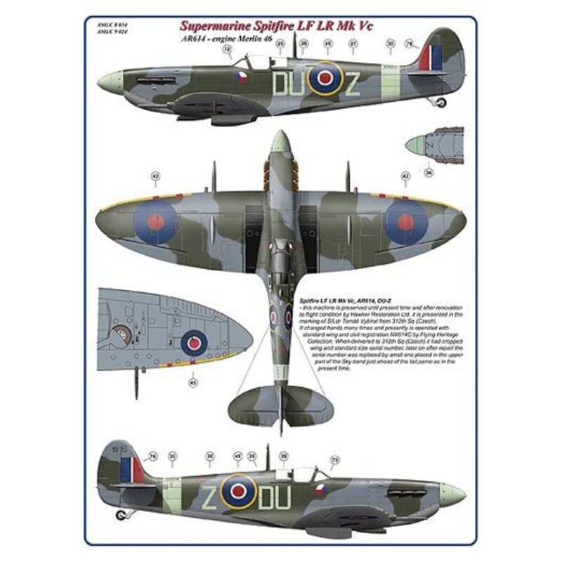 Décal 312 e Escadron de la RAF, la partie VI / 3 Version décalcomanie: Supermarine Spitfire LF LR Mk.Vc, AR614, DUoZ-2x + Spitfi