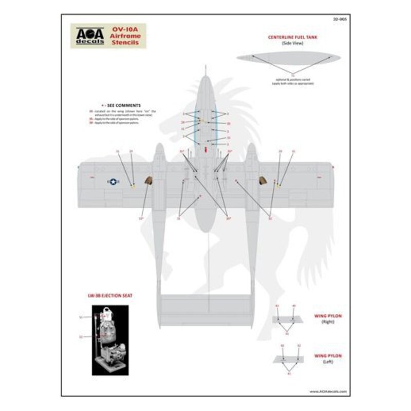 Décal Nord-américaine / Rockwell OV-10A Bronco Airframe Pochoirs - USN / USMC Vert / Gris & Overall Gris OV-10A Broncos [OV-10A 