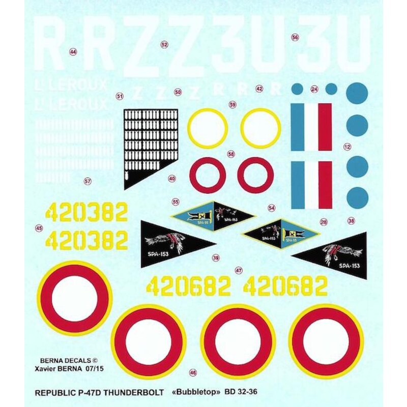 Décal Republic P-47D Bubbletop Français 1944-45: «Navarre (2 plans)