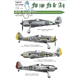 Décal Focke-Wulf Fw 190F White 2 Fw 190A-9. Pilot: Unknown. W.Nr. 206000 III./KG(J) 27 Wels, en Autriche 11 Black Fw 190F-8. Pil