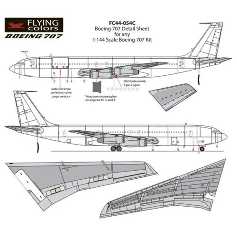 Décal Boeing 707 Fiche détaillée (panneaux Coroguard Inspar)