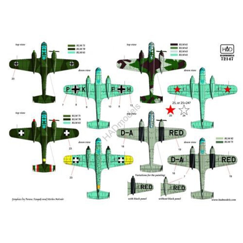 Décal Dornier Do 215B / Do 17S partie 1 (hongrois, russe, allemand)