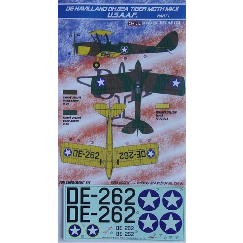 Décal de Havilland Tiger Moth DH.82A Mk.II (USAAF) (conçu pour être utilisé avec les kits de SMER)