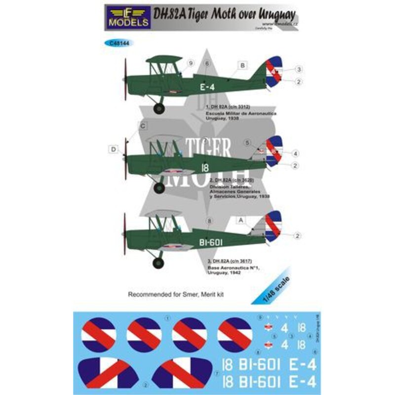 Décal de Havilland Tiger Moth DH.82A sur l'Uruguay