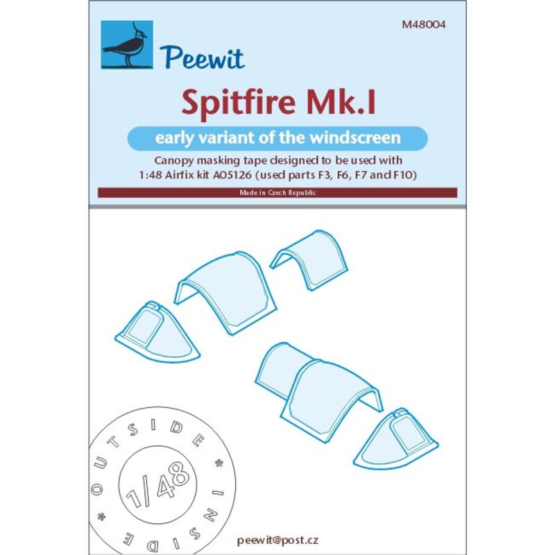 Supermarine Spitfire Mk.I (conçu pour être utilisé avec le kit Airfix, AX05126), variante plus ancienne du pare-brise (pièces ut