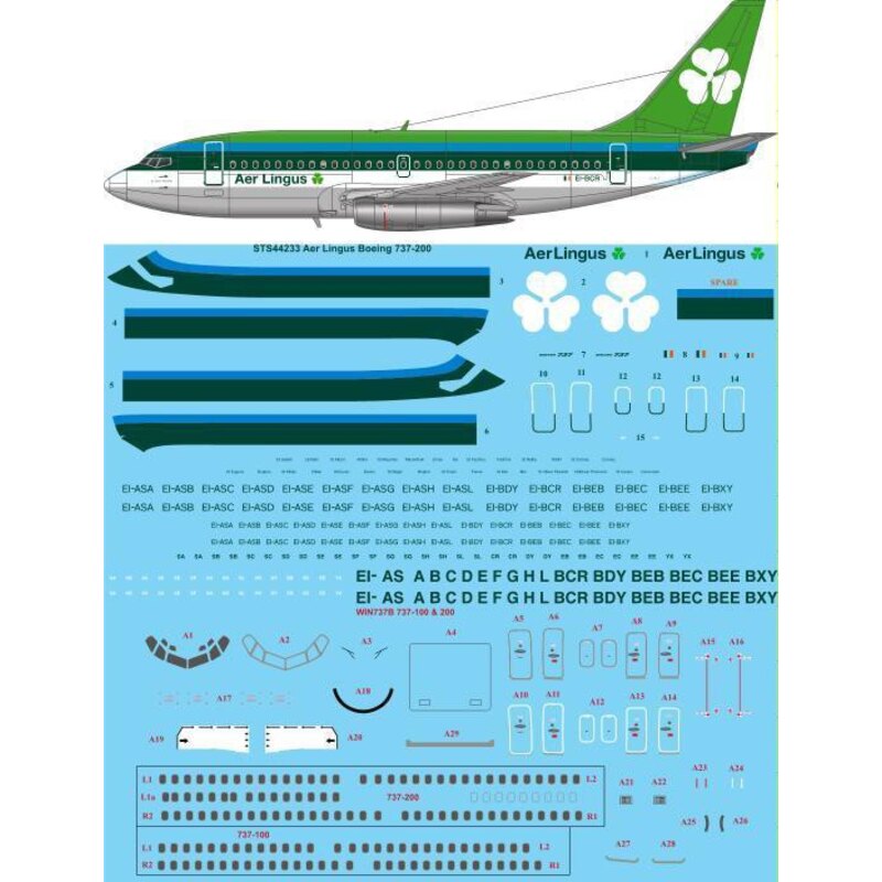 Décal Aer Lingus 1970 livrée Boeing 737-200