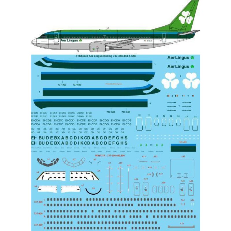 Décal Aer Lingus 1970 livrée Boeing 737-300, 737-400, 737-500