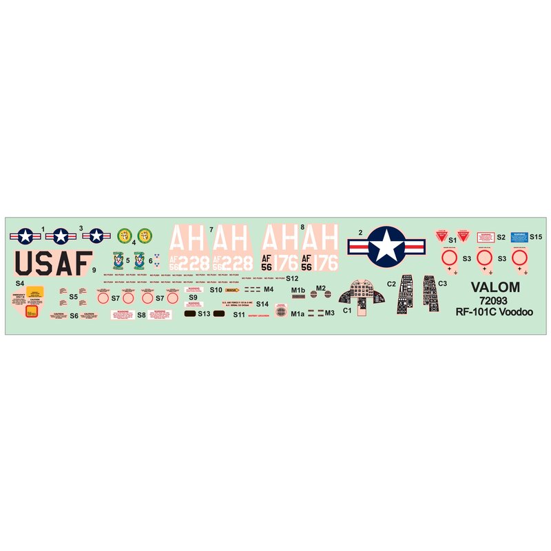 McDonnell F-101C Voodoo avec 2 options décalque: 1. 54-1491, 81stTFW, USAF2. 56-0006, 78e TFS, TFW 81e, kit USAFThe comprend tro