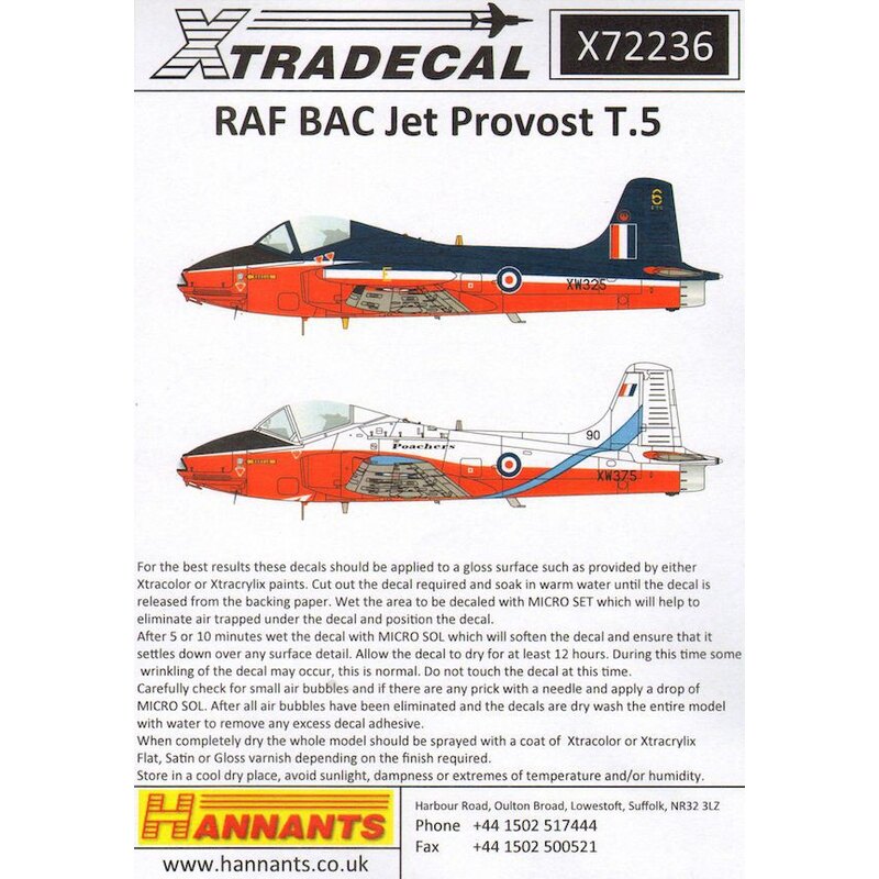  Décal BAC Jet Provost T.Mk.5 RAF (11) Comprend 5 Afficher équipes, Linton Blades, Gemini Paire, les épées, les braconniers et l