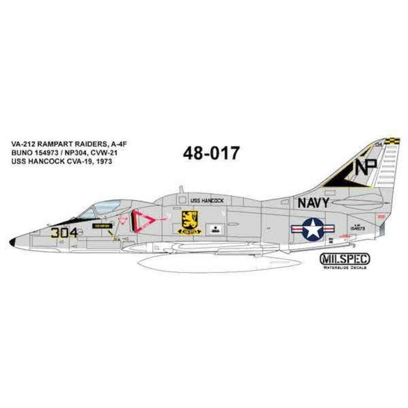 Décal Douglas A-4F Skyhawk Skyhawk VA-212 Rampart Raider 1976 USS HANCOCK CVA-19