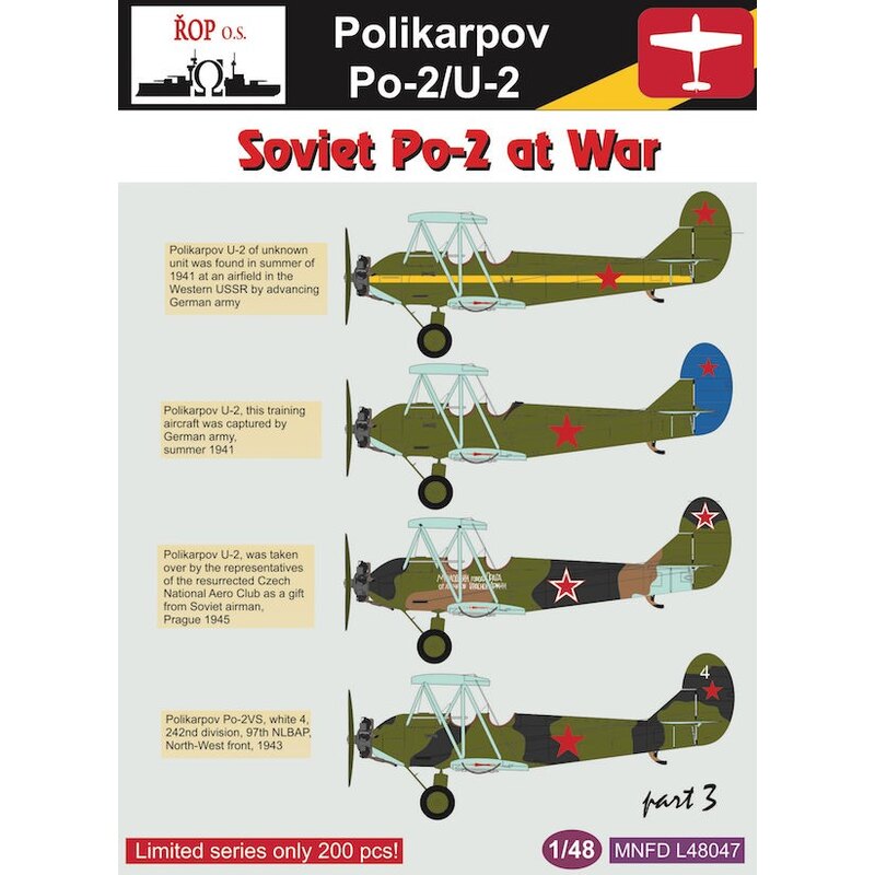 Décal Polikarpov PO-2 / U-2 - russe, le PO-2 at War Part 3