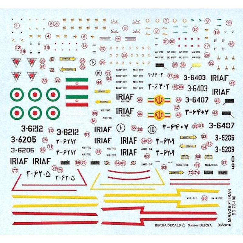 Décal Dassault Mirage F.1C & F.1B Iran Air Force