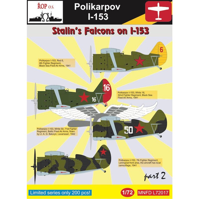 Décal Polikarpov I-153 - Staline Falcons sur I-153 Partie 2