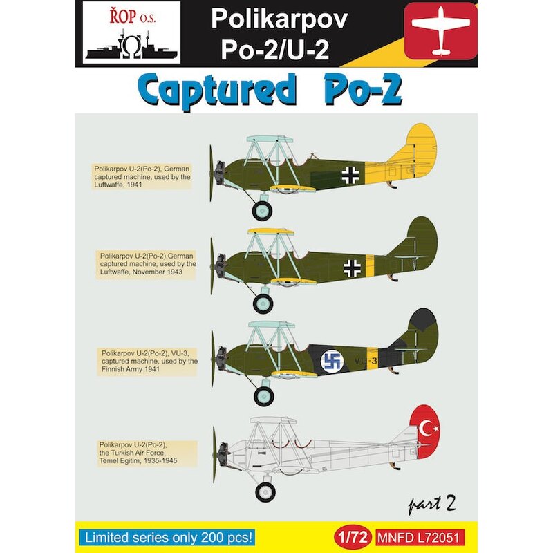 Décal Polikarpov PO-2 / U-2 - Capturé PO-2 Partie 2