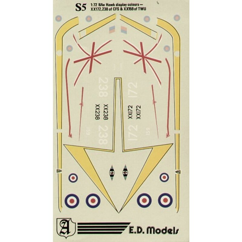 Décal 1987 RAF BAe Hawk Airshow display aircraft. XX159 and Union Jack Fin XX172 & XX238
