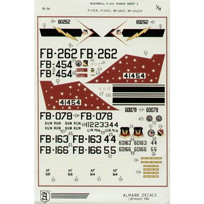 Décal McDonnell F-101 Voodoo McDonnell F-101B McDonnell F-101C McDonnell RF-101C McDonnell RF-101G/H